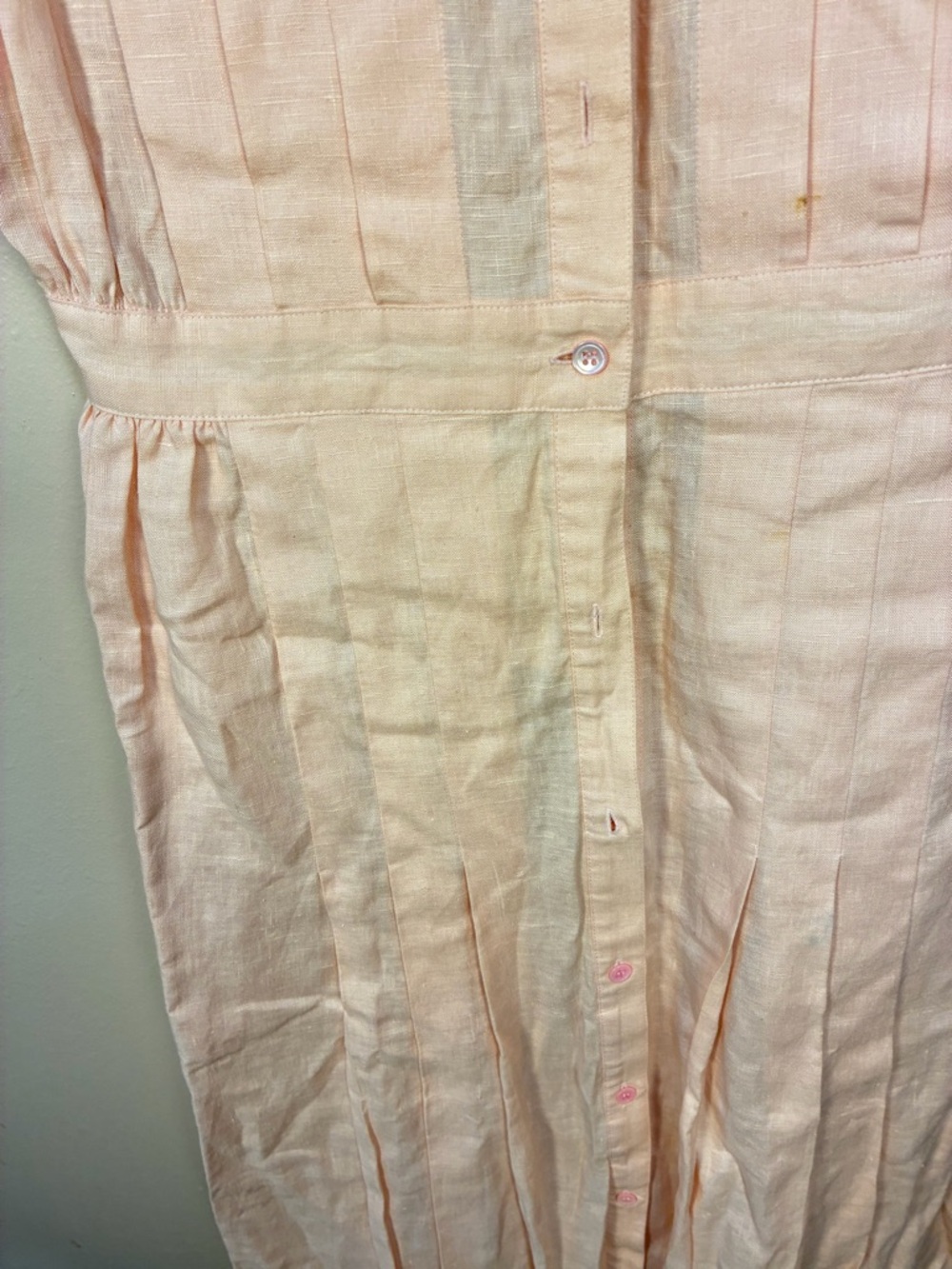 Vintage Allen Solly 100% Linen Pleated Button Front Maxi Dress - Picture 6 of 10